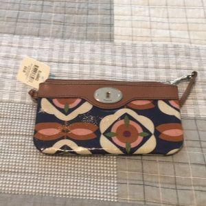 Fossil Blue Floral Wristlet